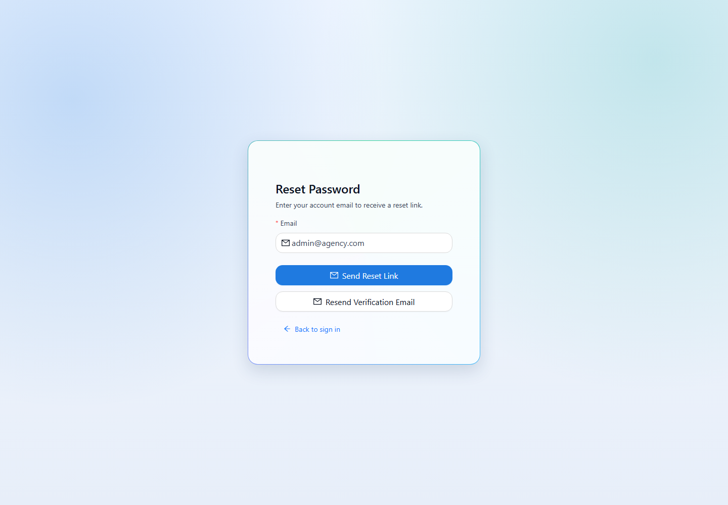Enter your account email to request a password reset link.